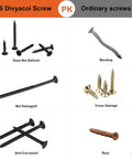 Comparison chart showing Pro Grade Drywall Screws Set With 190 Pcs Black Steel Self Tapping Phillips Screws and ordinary screws.