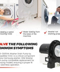 Heavy Duty OEM Washing Machine Drain Pump For Kenmore Maytag Samsung Replaces DC31-00054A 62902090 with water leak symptoms.