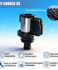 Lock Up Solenoid Torque Converter 3.2-3.7 Ohm Replacement For CVT Transmission Solenoid, heat-resistant housing close-up