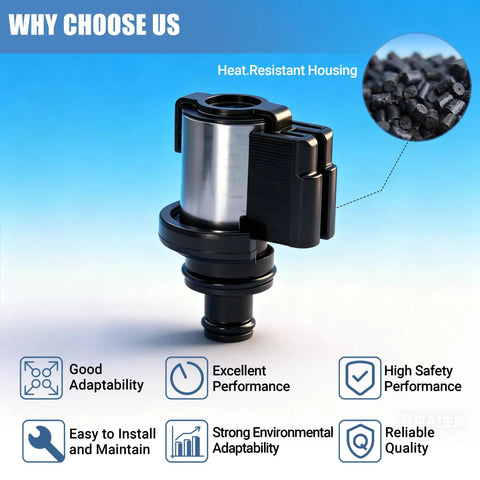 Lock Up Solenoid Torque Converter 3.2-3.7 Ohm Replacement For CVT Transmission Solenoid, heat-resistant housing close-up