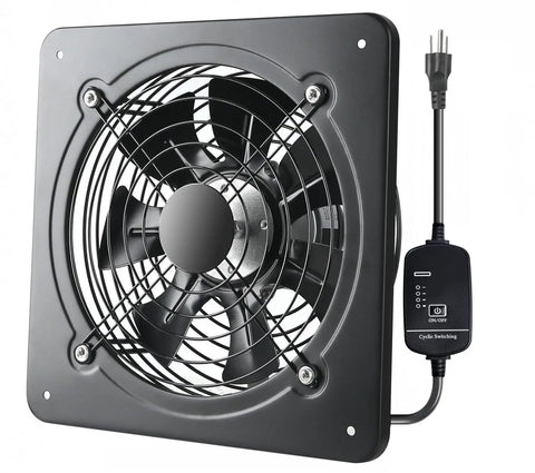 16 Inch Window And Wall Mounted Exhaust Fan With 1040 CFM High Airflow, 1460 RPM, Adjustable Speed shown with power cord