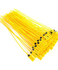 Get Your Truck Sealed Up With These 100 Pc Domary Yellow Tamper Proof Plastic Cable Ties Perfect For Shipping Logistics And Warehouse Security Needs, detailed view of yellow ties.