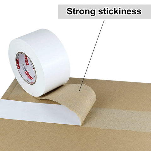 White Duct Tape 3 Inch Wide, Heavy Duty Industrial Grade 55 Yards, Waterproof And UV Resistant, showing strong adhesion on cardboard.