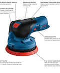 12V Max Brushless 5 Inch Random Orbit Sander With Ergonomic Palm Grip Dust Collection and Variable Speed features