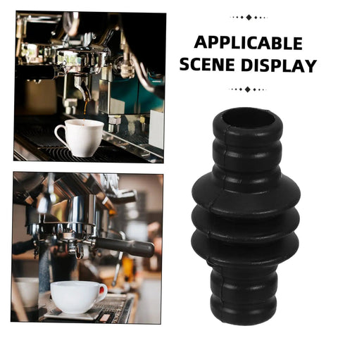 Replacement Heat Insulation Tube for steam wand shown beside coffee machine with cup, black rubber finish, easy to install