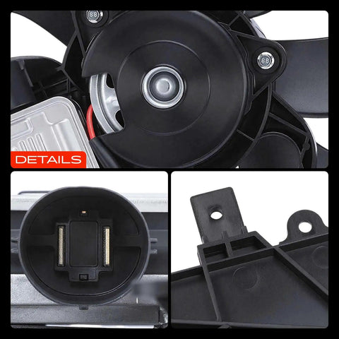 Close-up view of Heavy Duty Engine Radiator Cooling Fan Assembly With Electronic Controller for Volvo, showing details of the electrical connector.