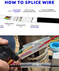 Get This Heavy Duty Underground Wire Splice Kit For Submersible Pumps Featuring Clear Dual Wall Heat Shrink And Black Outer Sleeve To Seal 16-14 Awg Four Conductor Cords Waterproof And Repair Electrical Connections With Ease. diagram showing 16-14 AWG four-conductor splice with clear heat shrink and black sleeve