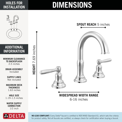 Slick Chrome 8 Inch Widespread Bathroom Sink Faucet Boasting A Totally No Sweat Wrench Free Installation And Quick Connect Tubing Paired With A Smooth Push Pop Drain Assembly For Any Classic Vanity Refresh