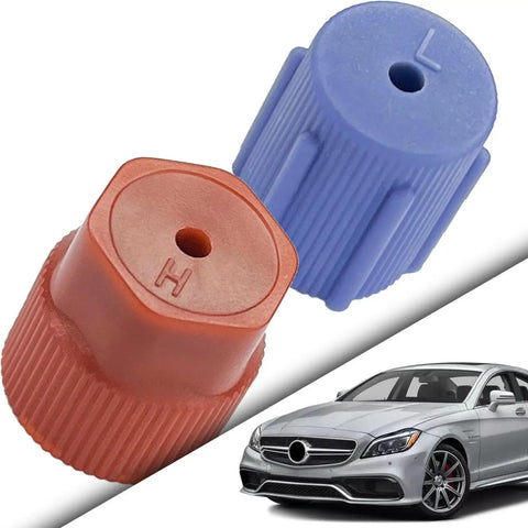 10Pcs A C System Valve Cap Set for R134a Vehicles, blue low side and red high side caps for 13mm and 16mm ports