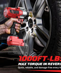 Half Inch Cordless Impact Wrench Bare Tool Compatible With Milwaukee 18V Batteries High Torque 950 Ft Lbs Electric Impact Gun With LED Light And 4 Speed Control For Pros And Diyers used on car wheel
