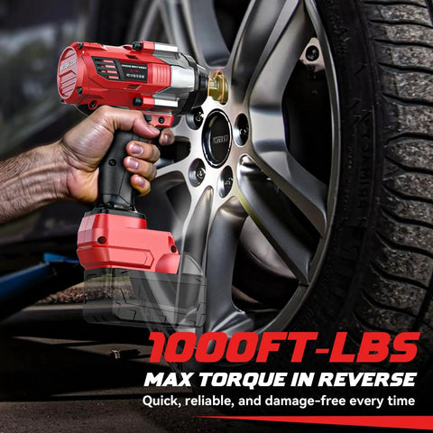 Half Inch Cordless Impact Wrench Bare Tool Compatible With Milwaukee 18V Batteries High Torque 950 Ft Lbs Electric Impact Gun With LED Light And 4 Speed Control For Pros And Diyers used on car wheel