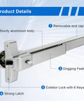 Beefed Up Panic Bar For Exit Doors Stainless Steel Push Bar With Lock Alarm And Fireproof Protection details view