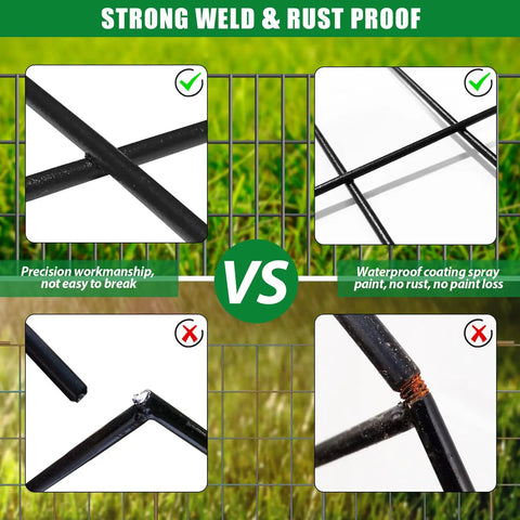 30 Pack Decorative Garden Fence Panels Set For Yard And Garden, 32.5 Ft Of Coverage, rustproof metal wire detail