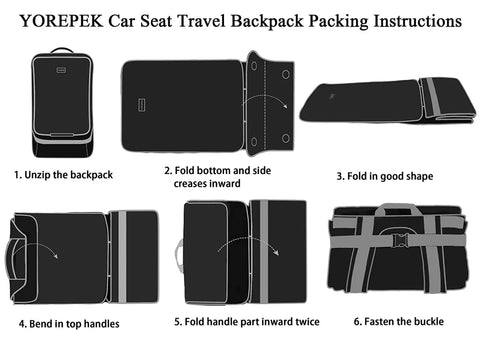 Step-by-step packing guide for Padded Car Seat Travel Bag For Airplane Travel With Shoulder Strap Heavy Duty Carrier