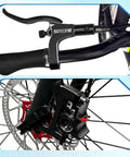 Bucklos MTB hydraulic disc brake set with aluminum alloy levers; front left handlebar lever and front disc caliper with rotor