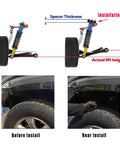 Heavy Duty 2 Inch Front Suspension Lift Kit For Isuzu D Max Mu X 2012 To 2025 showing installation height comparison.