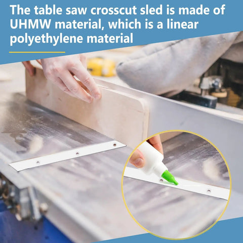Crosscut Sled For Table Saw With Premium UHMWPE Plastic, Pre Drilled Holes And Included Screws, Fits U Tracks And Miter Slots