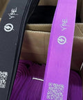 Heavy Duty Electric Bike Battery Straps 2 Pack, 2.5 Inch Wide By 44 Inch Long, No Slip Mount Strap For Razor And Other E Bikes, Battery Holder Strap Black and purple straps in box.
