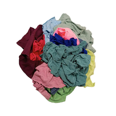 Recycled Color Knit Cleaning Rags Bulk Pack For DIYers And Home Pros, colorful T-shirt rags, 25 lb pile for multipurpose use.