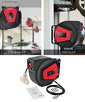 Heavy Duty Built Tough 50 Foot Retractable Extension Cord Reel With Three Grounded Outlets Lighted Triple Tap for outdoor use