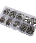 Open Spring Washers And Split Lock Washer Set, 480 Pcs Mechanical Fastener Kit in clear compartment box