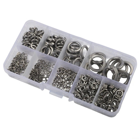Open Spring Washers And Split Lock Washer Set, 480 Pcs Mechanical Fastener Kit in clear compartment box