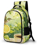 Tropical Hummingbird Lemon Coffee Print Unisex Backpack With Large Capacity, Durable Polyester, Breathable Everyday Carry