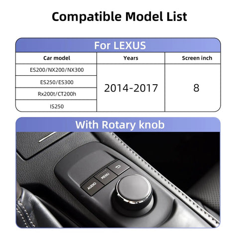Wireless CarPlay Android Auto Adapter For Lexus ES NX IS RX CT 2014 2017 with rotary knob control close-up
