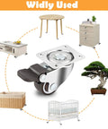 Low Profile Caster Wheels Set Of Four Heavy Duty Swivel Casters With Two Locking Brakes And Quiet Rubber Treads for furniture including tables and cabinets.