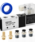5 Port 2 Position Pneumatic Solenoid Valve with accessories and junction box, dual-voltage DC12V/DC24V/AC110V, 1/4 inch NPT