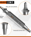 Damaged Screw Extractor Set 6Pc HSS Drill Bit Bolt Remover Kit For Stripped Screws Nuts Bolts And Rusted Or Broken Hardware, Easy Removal Tools For Drills, Ideal Gift For Men showing close-up of metallic extractor bit with threaded end and numbered imprint.