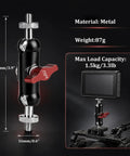 Dual Ball Head Magic Arm For Rock Solid Camera Gear With Universal One Quarter Inch Screws On Both Ends Fits DSLR And Mirrorless Cages Field Monitors LED Lights External Mics Action Cameras Phones Tripod And Gimbal Accessories, 100mm metal arm