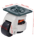 Heavy Duty 2200 Lbs Retractable Caster Wheels With 360 Degree Swivel And Custom Height Adjustability For Workbenches Furniture And Lab Gear close-up, showing dimensions and design details.