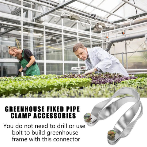Aluminum Alloy U Shaped Tube Clamp Cross Connector For Greenhouse Frame 34mm Tube Bracket Heavy Duty Plant Support Fixing Hardware Built To Last Ideal For Greenhouses And Garden Projects, Easy To Install, Rust Resistant Aluminum, Durable Cross Connector