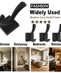 Heavy Duty Black Towel Hooks 3 Pack For Bathroom Wall Mount Robe Coat Hats Bags Keys And More Utility Hangers With Smooth Curved Edges Durable Steel Construction And Space Saving Modern Finish