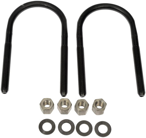 Rear Leaf Spring U-Bolt Kit For Jeep Models And Select SUVs, showing two U-bolts, nuts, and washers on a white background.
