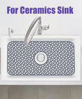 Non Slip Silicone Sink Protector Mat For Kitchen, Heat Resistant Grid Design With Center Drain, Keeps Glassware Safe, Gray
