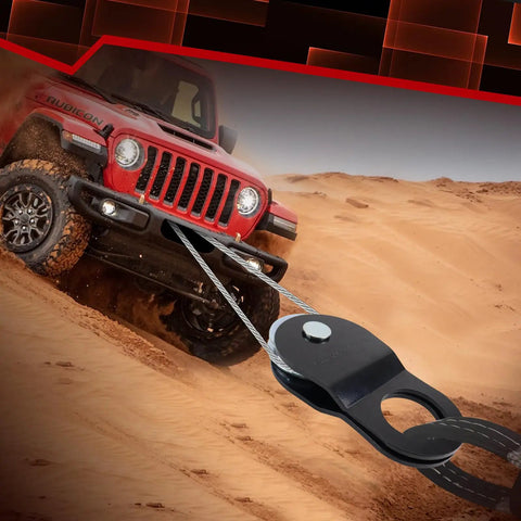 10 Ton Winch Snatch Block For Offroad Recovery Beefy Heavy Duty Towing Pulley With 22000 Lbs Capacity Works With Steel Cable Or Synthetic Winch Rope Rugged Truck And Tractor Recovery Accessory Black used to pull a Jeep in sand
