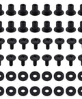 One Quarter Inch Black Chicago Screw Set Of Sixteen With Corrosion Resistant Build And Precision Threads Hella Durable Tooling Kit For Custom Leather Crafts Kydex Holsters And Tactical Gear Mods with screws and spacers.