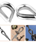 20 Pack 3/8 Inch Wire Rope Thimbles M10 304 Stainless Steel Rigging Sleeves for secure cable connections.