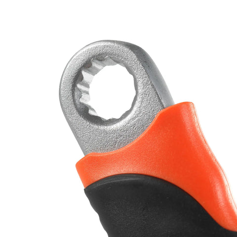 End view of 8 Inch Adjustable Wrench With Heavy Duty Chrome Plated Carbon Steel Build Pro Grip Ergonomic Handle For Maximum Leverage
