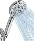 JDO chrome handheld shower head with flexible hose and adjustable holder