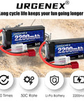 7.4V 2200mAh LiPo Battery 50C Burst 80C High Discharge For RC Cars Truggies Planes FPV Drones Quadcopters And Helicopters With Dean Style T Plug