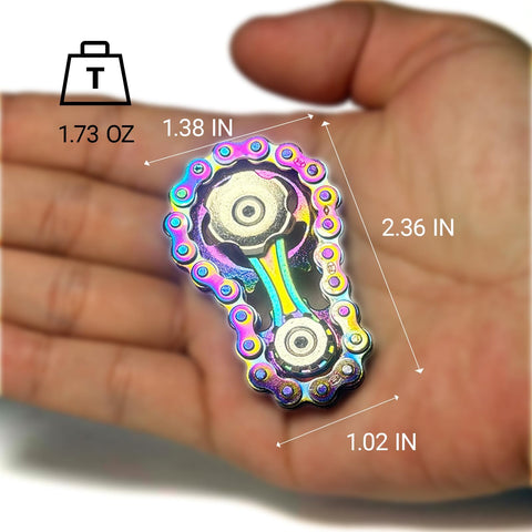 Hand holding 2 Pack Metal Bike Chain Fidget Tools For Men Stainless Steel Desk Fidget Gear Handheld Mechanical Anxiety Reducer