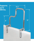 Tri-Grip Bathtub Handle Grab Bar With Chrome Finish For Seniors And Folks With Disabilities, detachable with 200 lb capacity