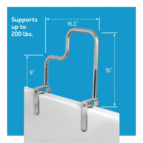 Tri-Grip Bathtub Handle Grab Bar With Chrome Finish For Seniors And Folks With Disabilities, detachable with 200 lb capacity