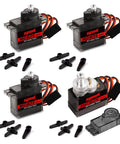 4-pack of 9G Micro Servo Motor Kit with Metal Gears, High Torque 2.0 Kg Cm, Fast 0.08 Sec Per 60 Degrees, parts and accessories included.