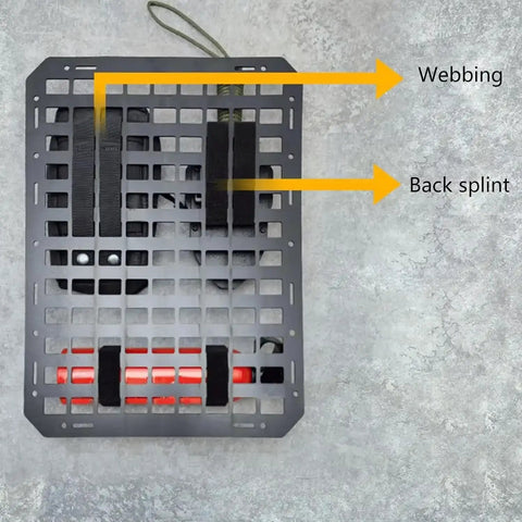 Heavy Duty Tactical Molle Panel For Tesla Cybertruck Modular Rear Cargo Organizer System With Upgraded Rigid Abs Polymer Build showing webbing and back splint.