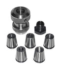 LCDOWEL Dowel Collet Chuck System with 5 ER32 collets for precision gripping of small dowels and tenons, steel material shown