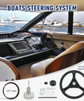 12ft Boat Steering Cable System Rotary Kit With 13.5 Inch Steering Wheel And Three Fourth Inch Tapered Shaft for boats.